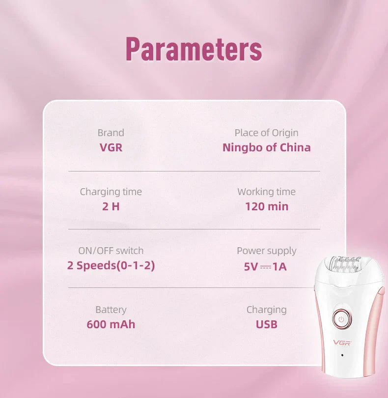 VGR 705 Epilator Professional Epilator Hair Remover Rechargeable Hair Remover Women Hair Remover Portable Electric Epilator