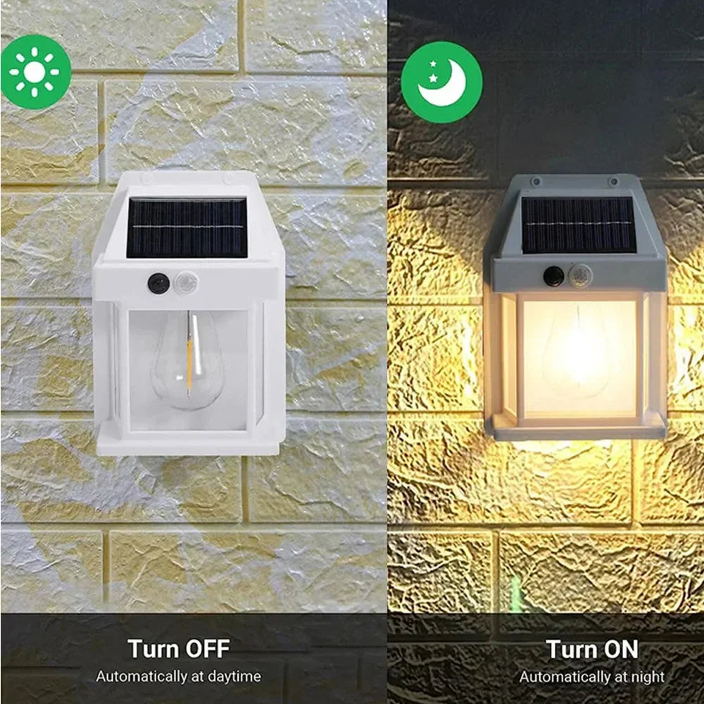 Outdoor Solar Tungsten LED Wall Light Motion Sensor Lamp Waterproof LED Safety Light for Patio Outdoor Deck Porch Barn Garage