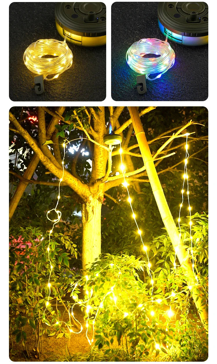 Campify Lamp String Camping Light With Retractable LED String LightsColorful Festive Atmosphere Lights Equipment Tent Light